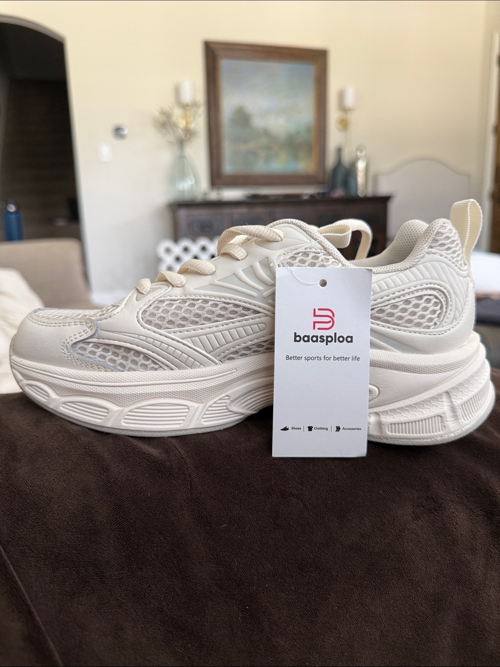 Baasploa Chunky Mesh Athletic Sneaker in Off-White